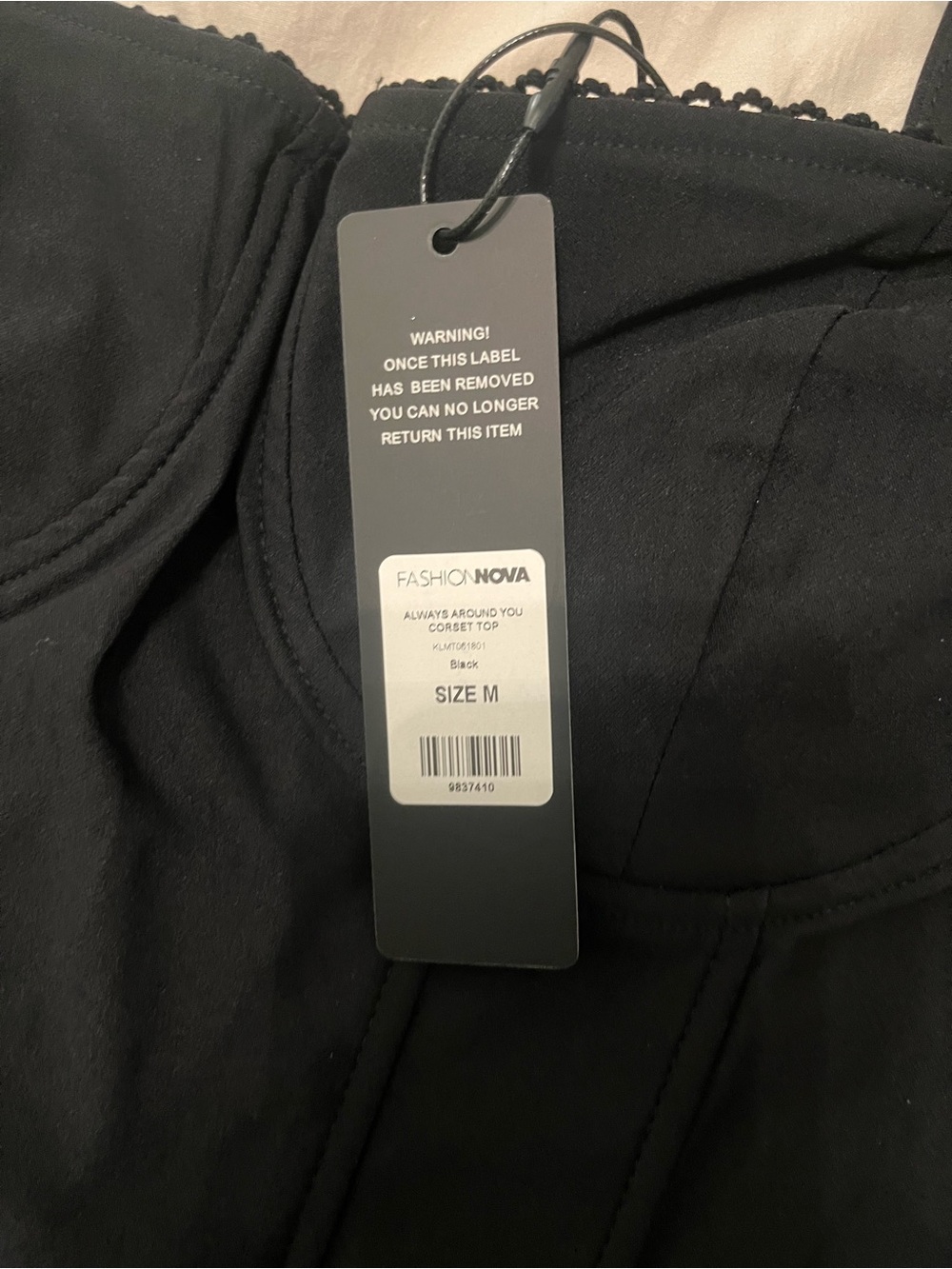 Fashion Nova Black Bustier Crop Top with Wide Straps - Picture 4 of 4